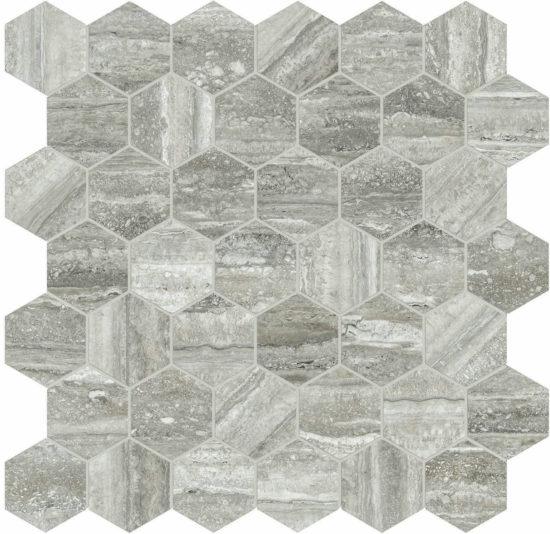 Treiste Travertini Honed 2" Hex Mosaic | Arley Wholesale
