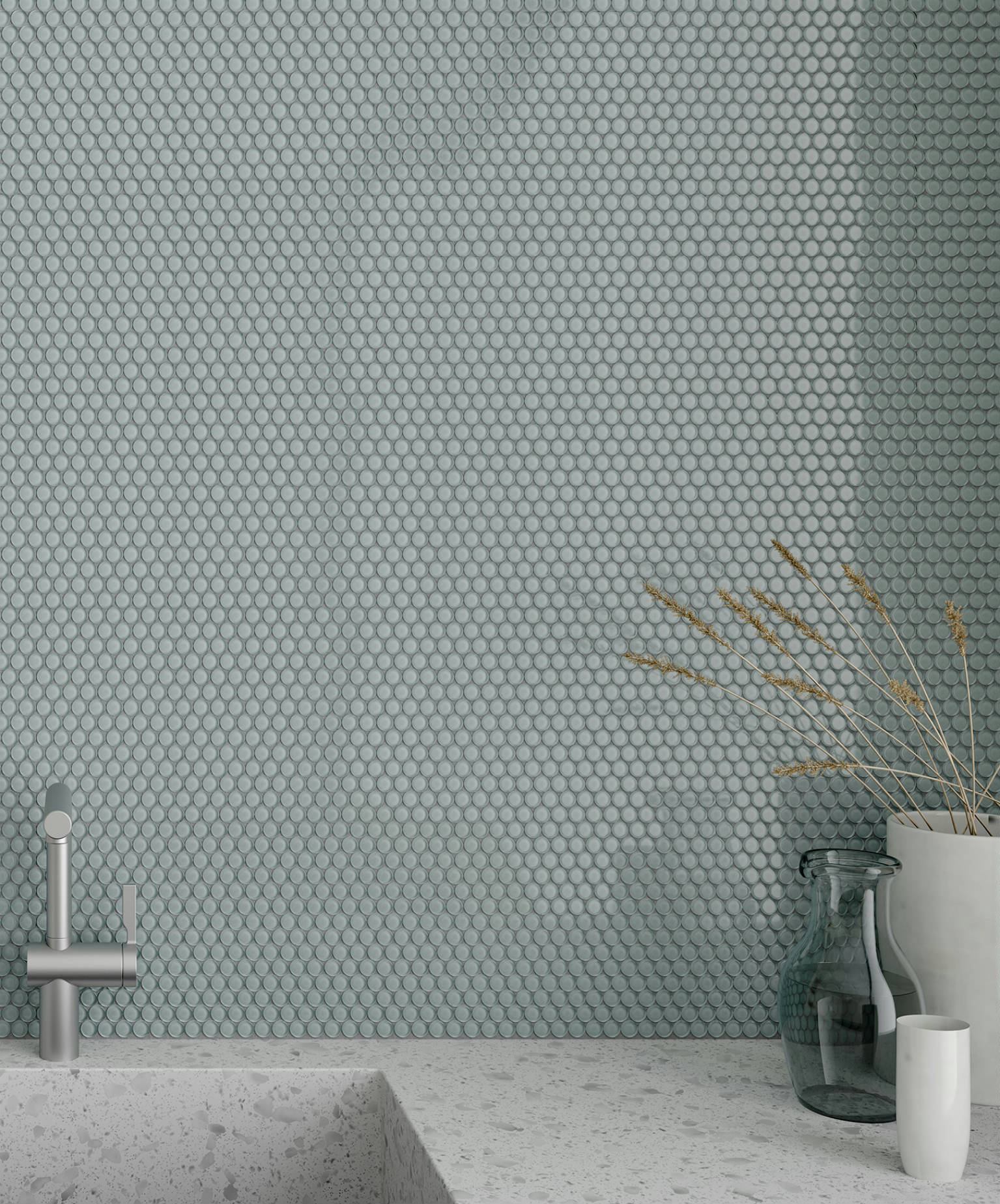 Bliss Element Shadow Penny Round Mosaic | Arley Wholesale