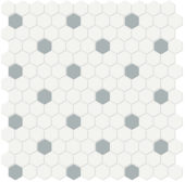 1" White w/ Cloud Blue Matte Hex Mosaic | Arley Wholesale