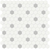 1" White w/ Loft Grey Matte Hex Mosaic | Arley Wholesale