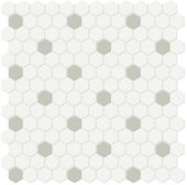 1" White w/ Soft Sage Matte Hex Mosaic | Arley Wholesale