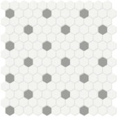 1" White w/ Taupe Matte Hex Mosaic | Arley Wholesale