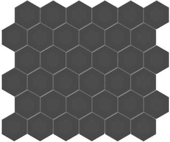 2" Retro Black Matte Hex Mosaic | Arley Wholesale