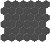 2" Retro Black Matte Unglazed Hex Mosaic | Arley Wholesale