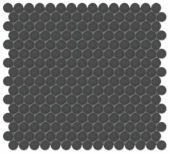 3/4" Retro Black Matte Penny Round Mosaic | Arley Wholesale