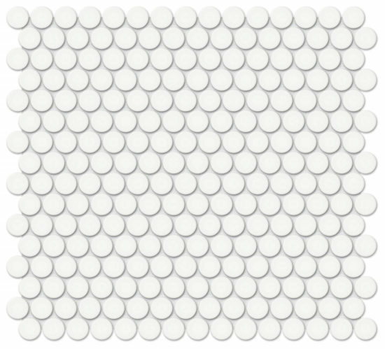 3/4" White Matte Penny Round Mosaic | Arley Wholesale