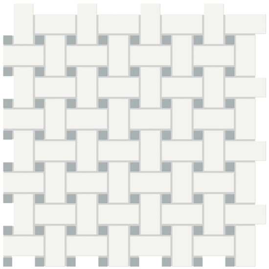 White w/Cloud Blue Matte Basketweave Mosaic | Arley Wholesale