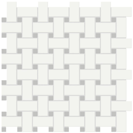 White w/Loft Grey Matte Basketweave Mosaic | Arley Wholesale