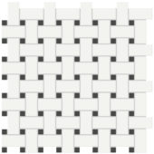 White w/Retro Black Matte Basketweave Mosaic | Arley Wholesale
