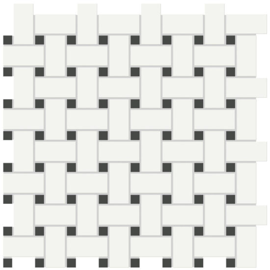 White w/Retro Black Matte Basketweave Mosaic | Arley Wholesale