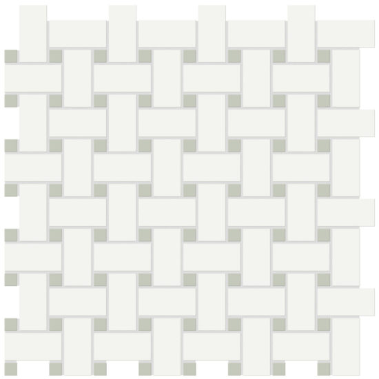 White w/Soft Sage Matte Basketweave Mosaic | Arley Wholesale