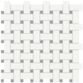 White w/Taupe Matte Basketweave Mosaic | Arley Wholesale