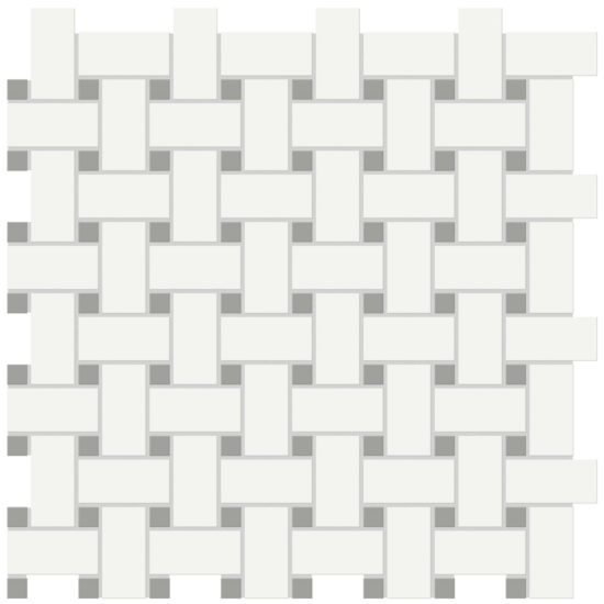 White w/Taupe Matte Basketweave Mosaic | Arley Wholesale