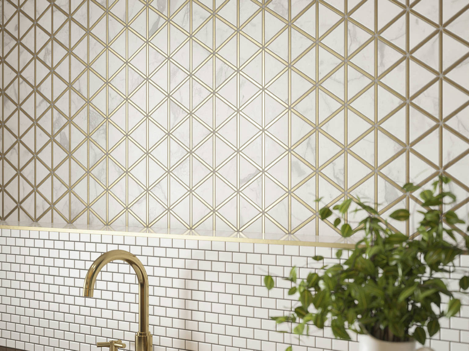 Gilded Triangles Mosaic, Creek Trail Mosaic | Arley Wholesale