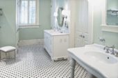 1" White w/ Retro Black Matte Hex Mosaic | Qualis Ceramica