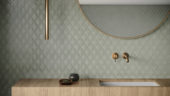 Soft Sage Glossy Scallop Mosaic | Qualis Ceramica
