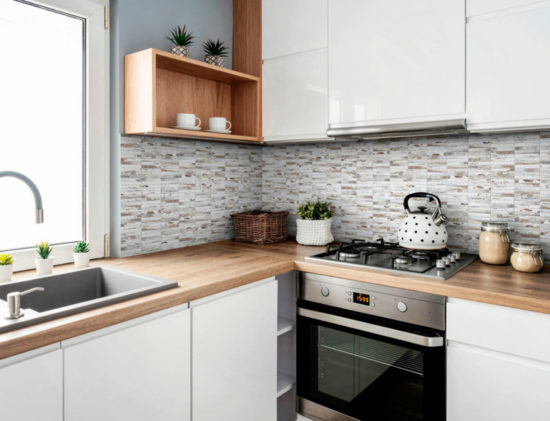 0.7"X4" Wood Rectangles Mix White Grey Ceramic Mosaic | Qualis Ceramica | Luxury Tile and Vinyl at affordable prices