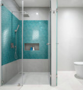 2"X4" Linear Aqua Glass Brick Pattern Mosaic | Qualis Ceramica | Luxury Tile and Vinyl at affordable prices
