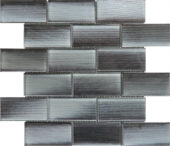 2"X4" Linear Dark Grey Glass Brick Pattern Mosaic | Qualis Ceramica | Luxury Tile and Vinyl at affordable prices