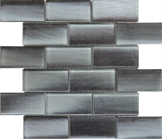 2"X4" Linear Dark Grey Glass Brick Pattern Mosaic | Qualis Ceramica | Luxury Tile and Vinyl at affordable prices