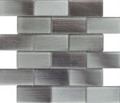 2"X4" Linear Light Grey Glass Brick Pattern Mosaic | Qualis Ceramica | Luxury Tile and Vinyl at affordable prices