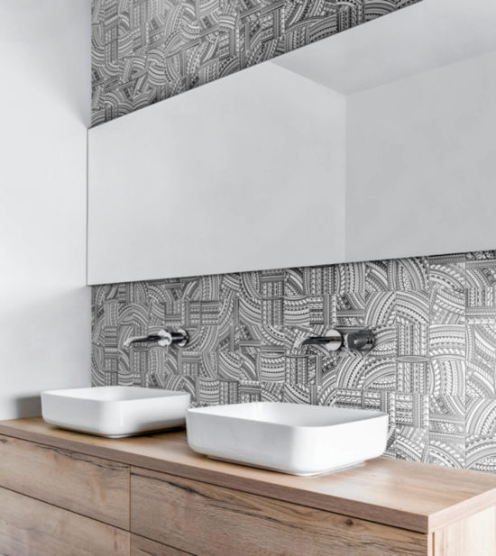4"X4" Island Native Series Black & White Glazed Ceramic Mosaic | Qualis Ceramica | Luxury Tile and Vinyl at affordable prices