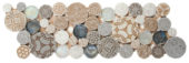 Beige Penny Round Décor / Glass Interlocking Border | Qualis Ceramica | Luxury Tile and Vinyl at affordable prices