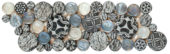 Black Penny Round Décor / Glass Interlocking Border | Qualis Ceramica | Luxury Tile and Vinyl at affordable prices