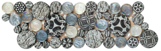 Black Penny Round Décor / Glass Interlocking Border | Qualis Ceramica | Luxury Tile and Vinyl at affordable prices