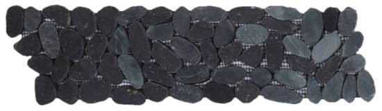 Black Sliced Matte Pebble Interlocking Border | Qualis Ceramica | Luxury Tile and Vinyl at affordable prices