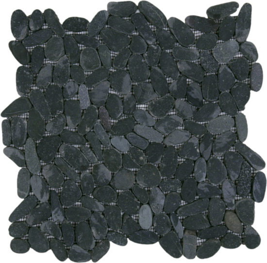 Black Sliced Matte Pebble Interlocking Mosaic | Qualis Ceramica | Luxury Tile and Vinyl at affordable prices