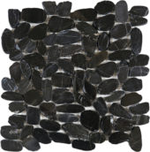 Black Sliced Polished Pebble Interlocking Mosaic | Qualis Ceramica | Luxury Tile and Vinyl at affordable prices