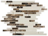 Brown Marble Beige Glass Baguette Interlocking Mosaic | Qualis Ceramica | Luxury Tile and Vinyl at affordable prices