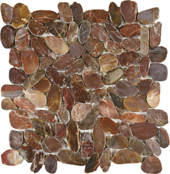 Brown Sliced Polished Pebble Interlocking Mosaic | Qualis Ceramica | Luxury Tile and Vinyl at affordable prices