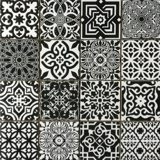 Ceramic Patchwork Square Black & White Mosaic | Qualis Ceramica | Luxury Tile and Vinyl at affordable prices