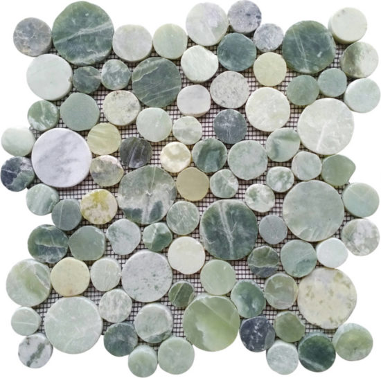 Crystal Green Semi-Precious Stone Round Interlocking Mosaic | Qualis Ceramica | Luxury Tile and Vinyl at affordable prices