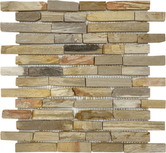 Fossil Wood Baguette Mix Beige Mosaic | Qualis Ceramica | Luxury Tile and Vinyl at affordable prices