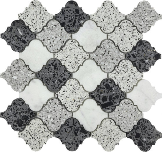 Lantern Terrazzo Marble White Grey Black Mix Mosaic | Qualis Ceramica | Luxury Tile and Vinyl at affordable prices
