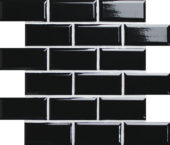 Mini Subway Black Glazed Porcelain Interlocking Mosaic 2"X4" | Qualis Ceramica | Luxury Tile and Vinyl at affordable prices