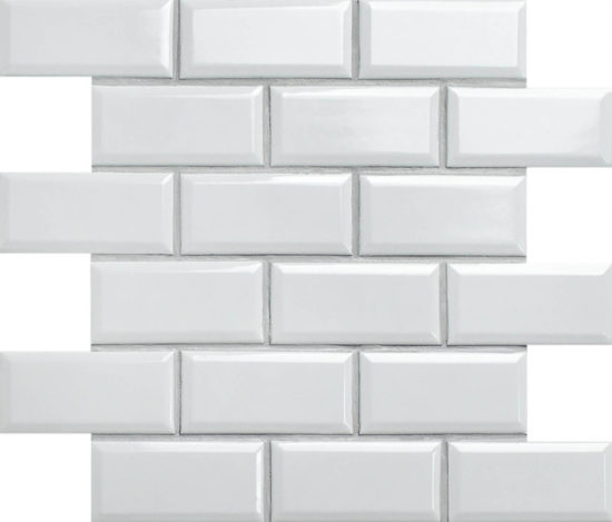 Mini Subway White Glazed Porcelain Interlocking Mosaic 2"X4" | Qualis Ceramica | Luxury Tile and Vinyl at affordable prices
