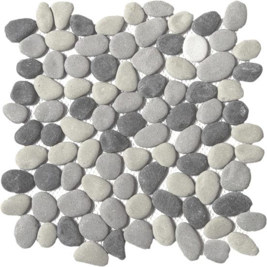 Mix Grey Reconstituted Pebble Interlocking Mosaic | Qualis Ceramica | Luxury Tile and Vinyl at affordable prices