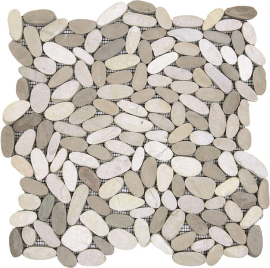 Mix White/Beige Sliced Matte Pebble Interlocking Mosaic | Qualis Ceramica | Luxury Tile and Vinyl at affordable prices