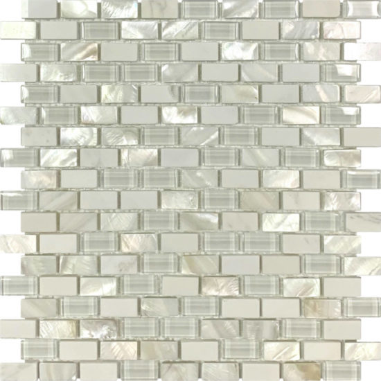 Mother Of Pearl Glass Marble White Mix Brick Mosaic | Qualis Ceramica | Luxury Tile and Vinyl at affordable prices