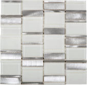 White Glass & Aluminum Mix Mosaic | Qualis Ceramica | Luxury Tile and Vinyl at affordable prices