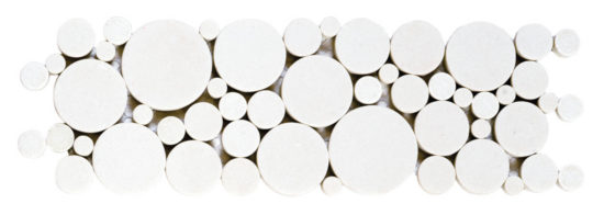 White Reconstituted Round Mosaic Interlocking Border | Qualis Ceramica | Luxury Tile and Vinyl at affordable prices