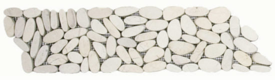 White Sliced Matte Pebble Interlocking Border | Qualis Ceramica | Luxury Tile and Vinyl at affordable prices