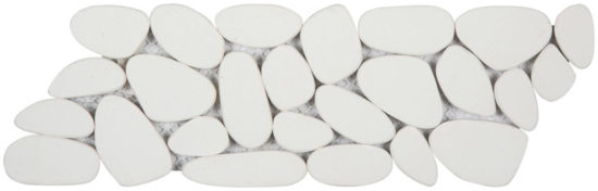 White Sliced Reconstituted Pebble Mosaic Interlocking Border | Qualis Ceramica | Luxury Tile and Vinyl at affordable prices