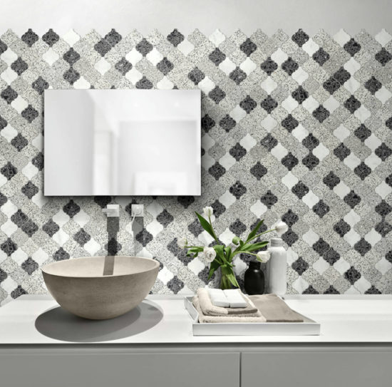 Lantern Terrazzo Marble White Grey Black Mix Mosaic | Qualis Ceramica | Luxury Tile and Vinyl at affordable prices
