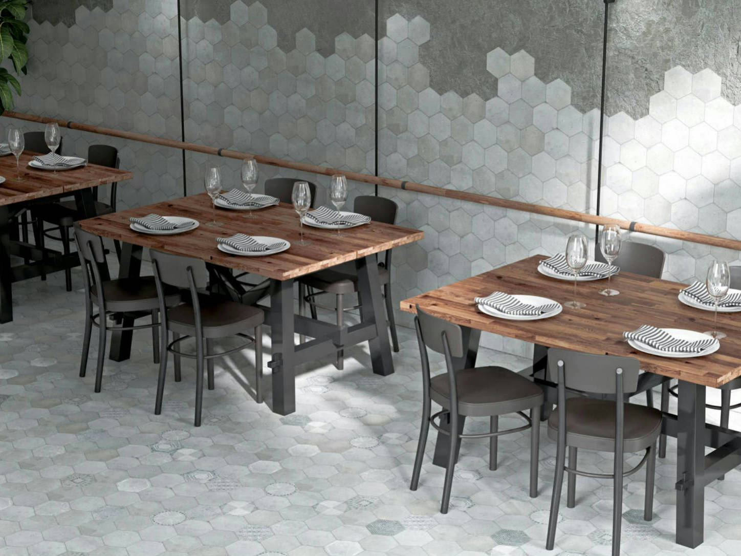 Alma 5.5x6.3” Grey and Grey Decor Hexagon 0 | Qualis Ceramica | Luxury Tile and Vinyl at affordable prices
