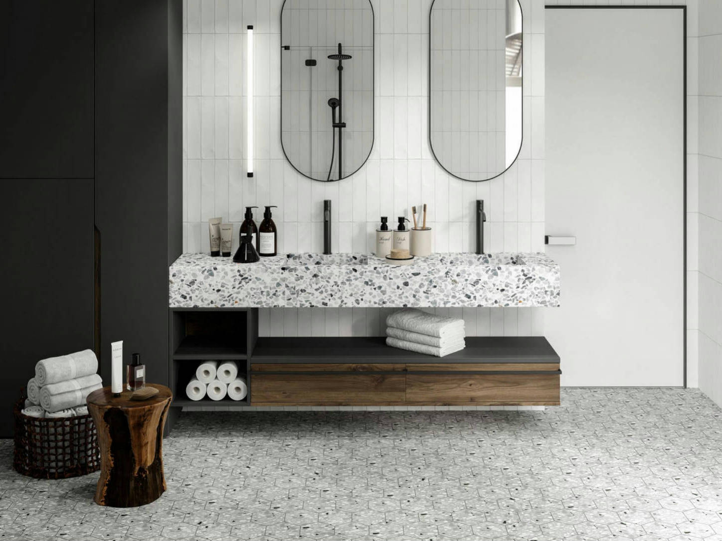 Altea 5.5X6.3” Grey and White Hexagon  | Qualis Ceramica | Luxury Tile and Vinyl at affordable prices